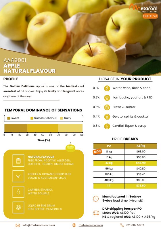 Apple natural flavour AAA9001 guide
