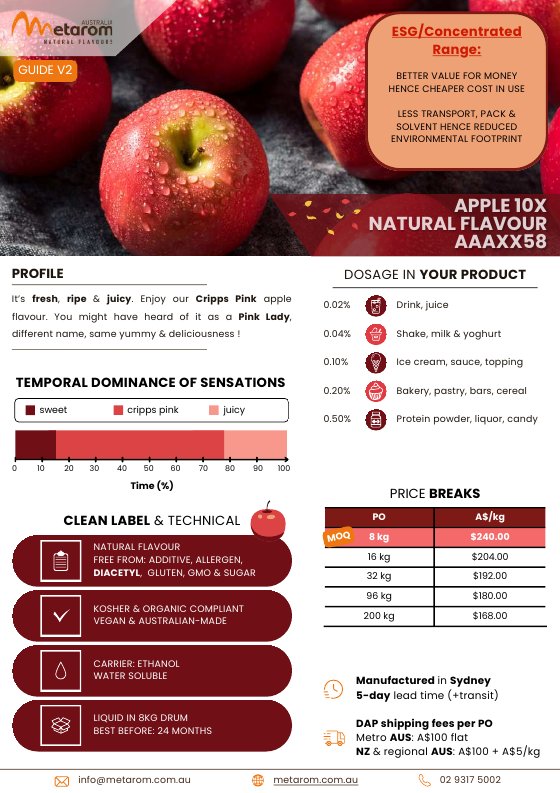 Apple 10X natural flavour AAAXX58 guide