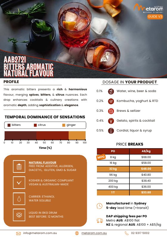 Bitters Aromatic natural flavour AAB2721 guide