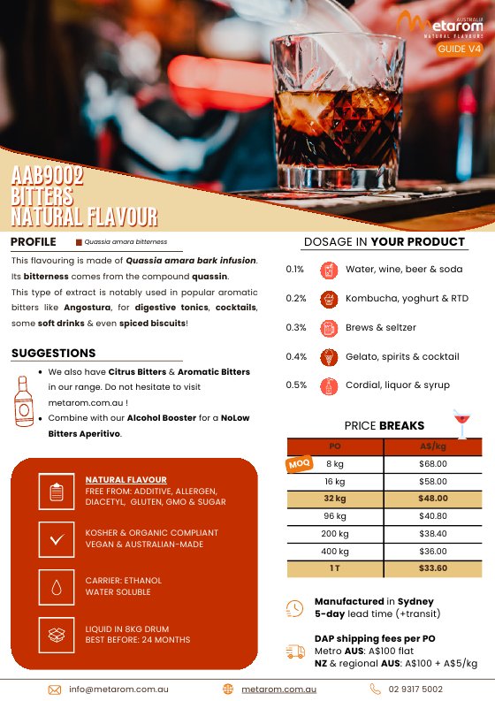 Bitters natural flavour AAB9002 guide