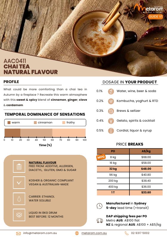 Chai Tea natural flavour AAC0411 guide