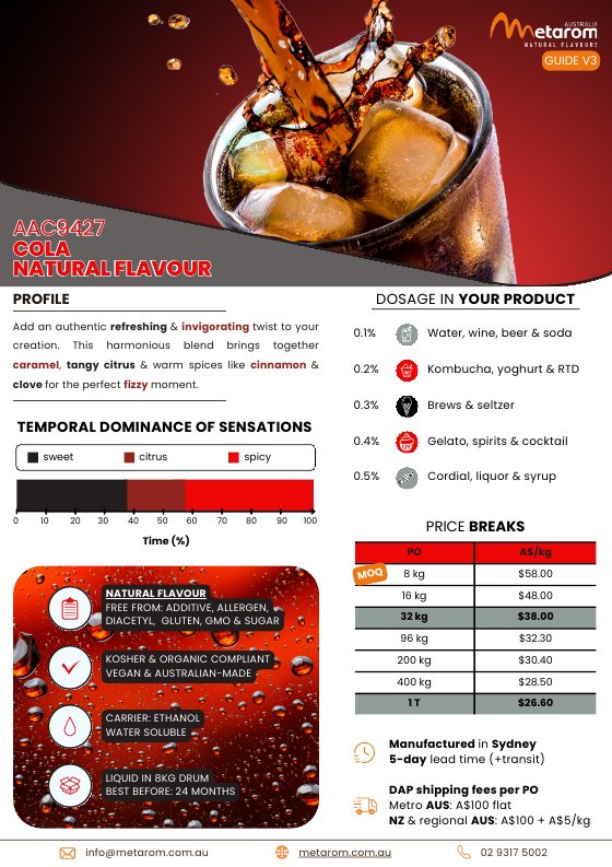 Cola natural flavour AAC9427 guide