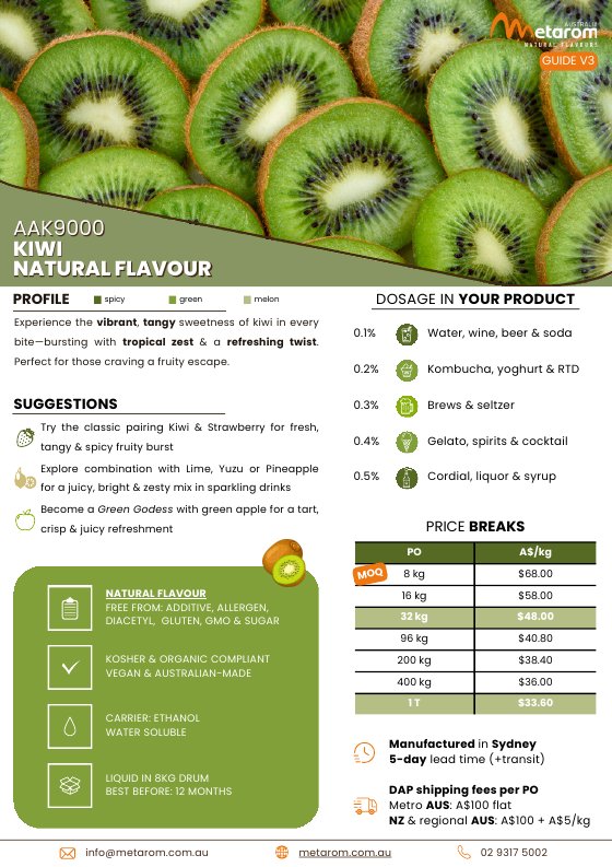Kiwi natural flavour AAK9000 guide