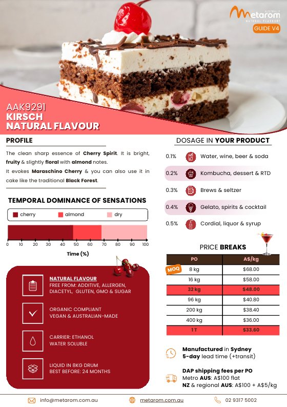 Kirsch natural flavour AAK9291 guide
