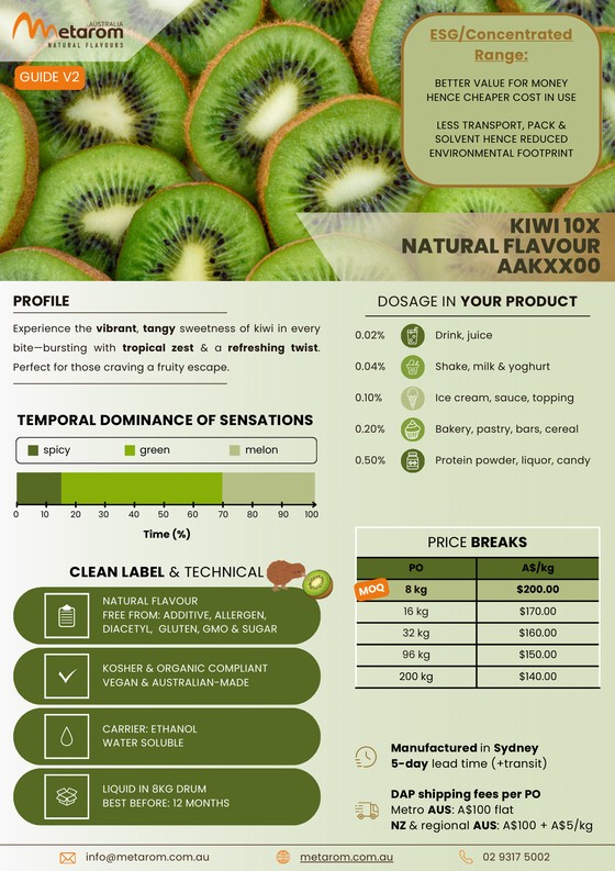 Kiwi 10X natural flavour AAKXX00 guide