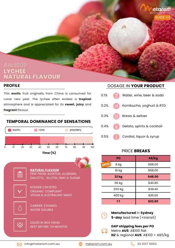 Lychee natural flavour AAL1009 guide