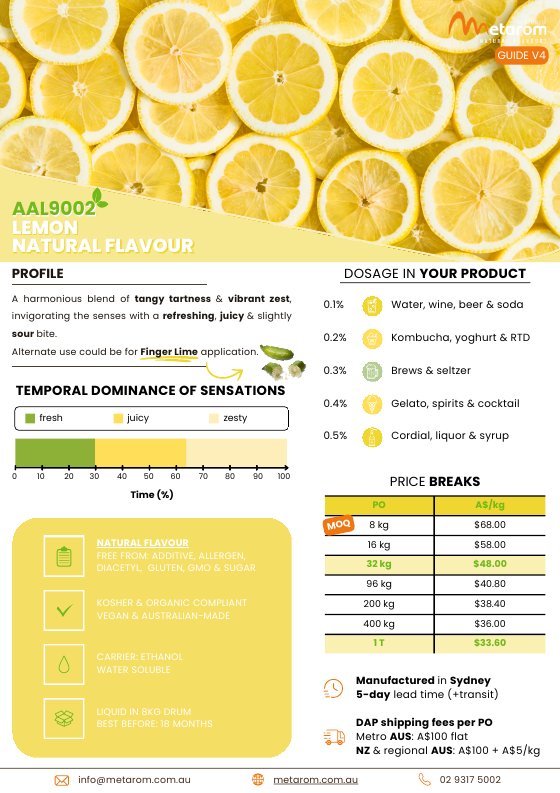 Lemon natural flavour AAL9002 guide
