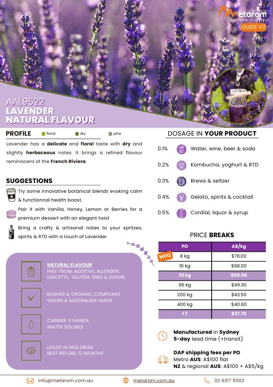 Lavender natural flavour AAL9522 guide