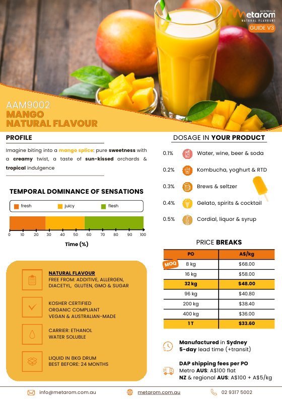 Mango natural flavour AAM9002 guide