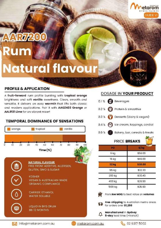 Rum natural flavour AAR7200 guide