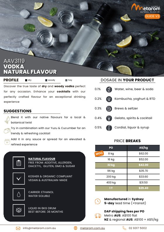 Vodka natural flavour AAV3119 guide