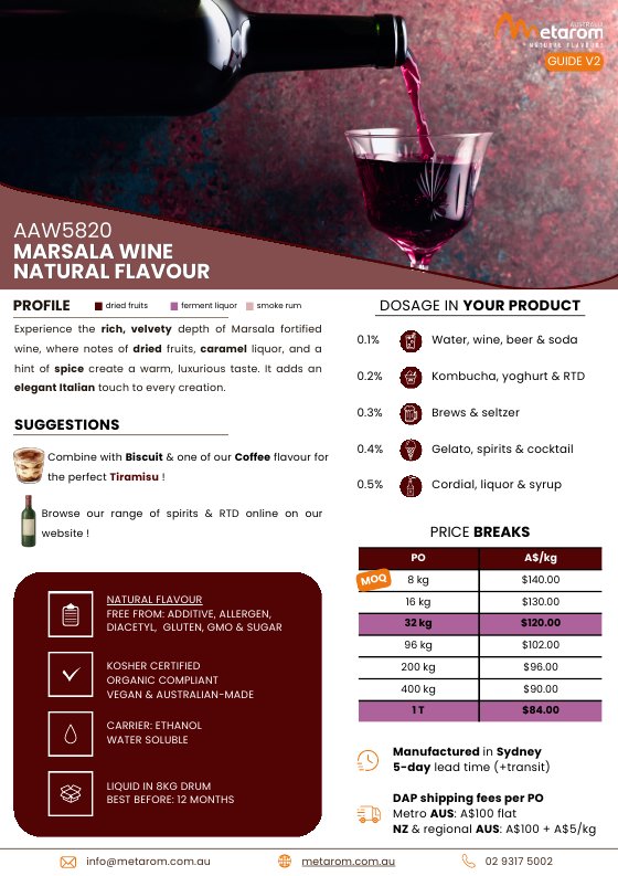 Marsala Wine natural flavour AAW5820 guide