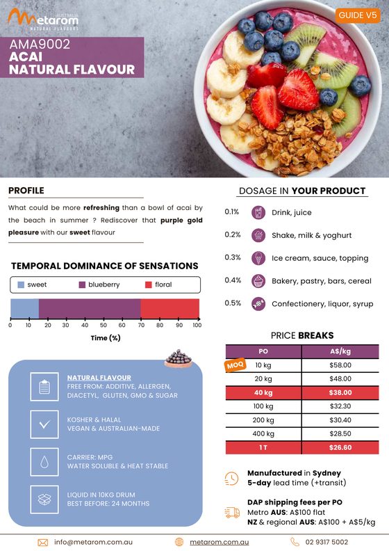 Acai natural flavour AMA9002 guide