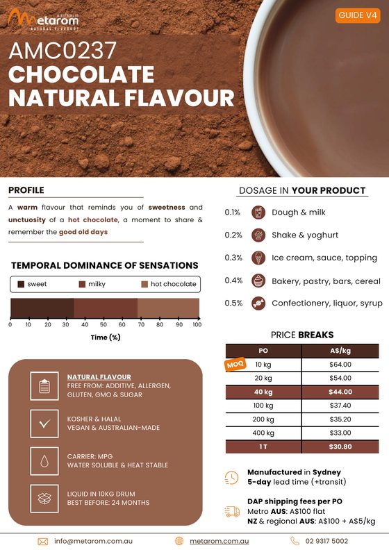 Chocolate natural flavour AMC0237 guide