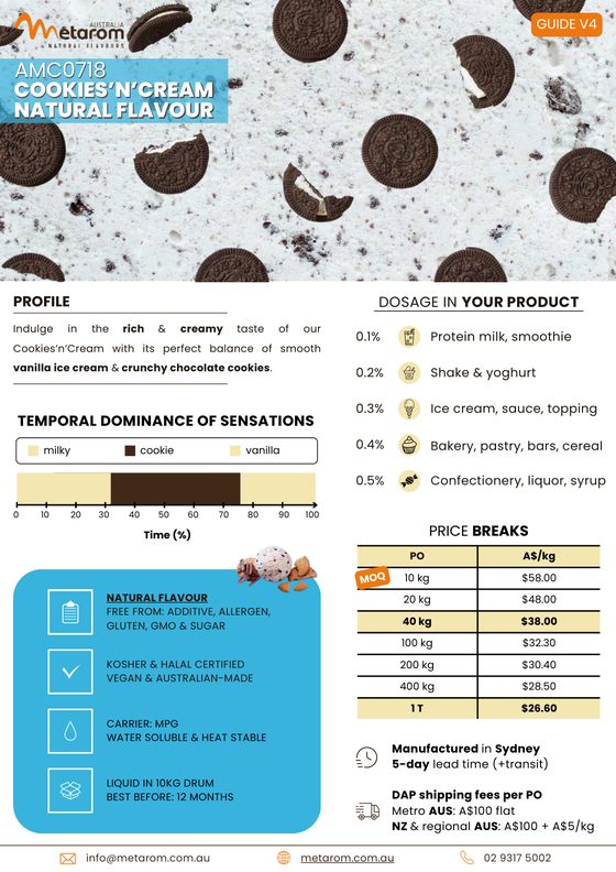 Cookies & Cream natural flavour AMC0718 guide