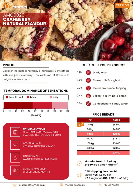 Cranberry natural flavour AMC9020 guide