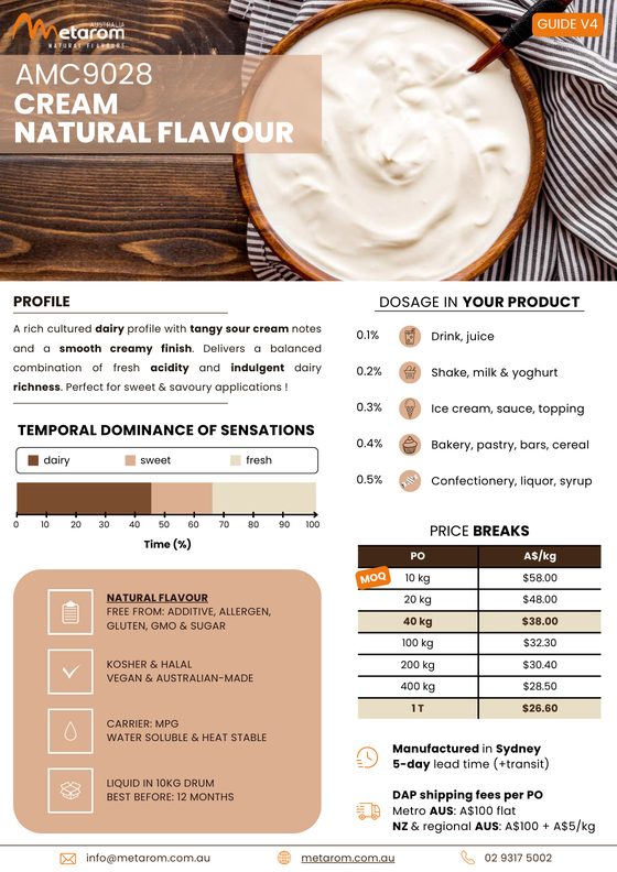 Cream natural flavour AMC9028 guide