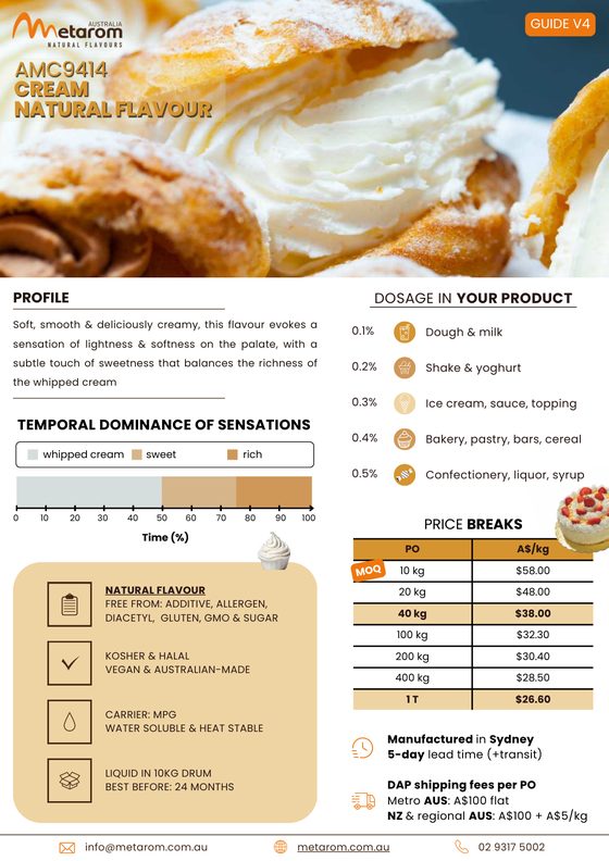 Cream natural flavour AMC9414 guide