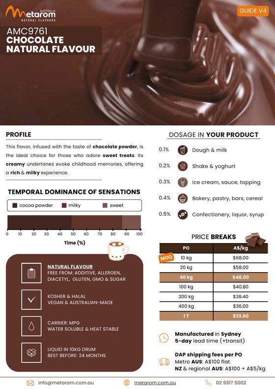 Chocolate natural flavour AMC9761 guide