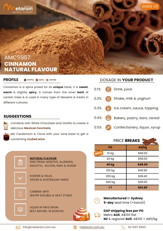 Cinnamon natural flavour AMC9957 guide