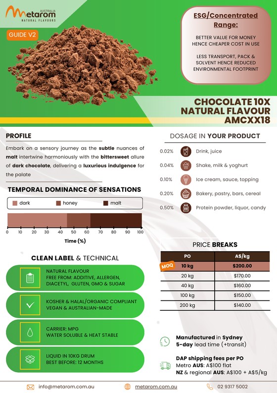 Chocolate 10X natural flavour AMCXX18 guide