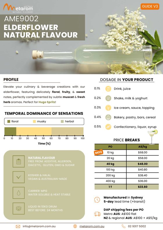 Elderflower natural flavour AME9002 guide
