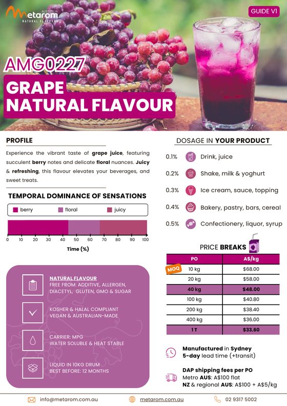 Grape natural flavour AMG0227 guide