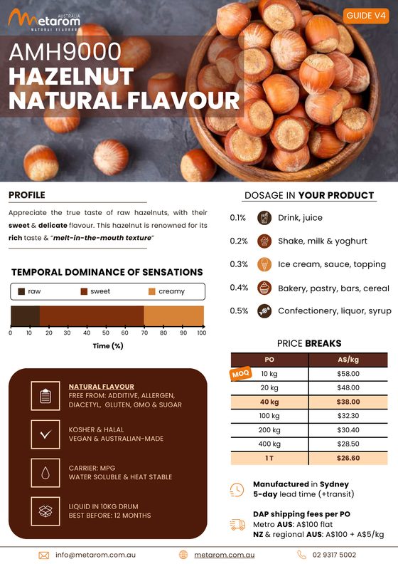 Hazelnut natural flavour AMH9000 guide