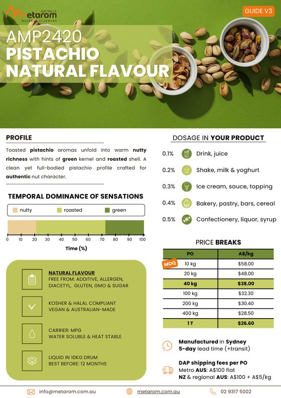 Pistachio natural flavour AMP2420 guide