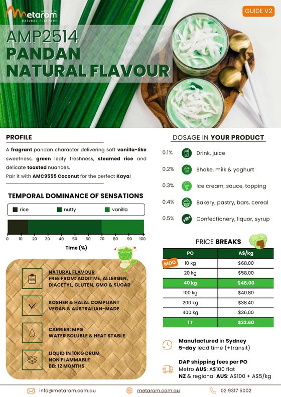 Pandan natural flavour AMP2514 guide