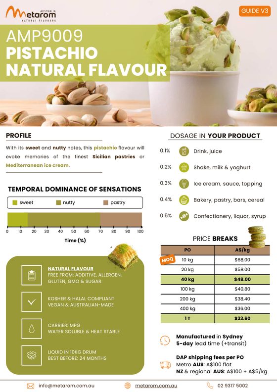 Pistachio natural flavour AMP9009 guide