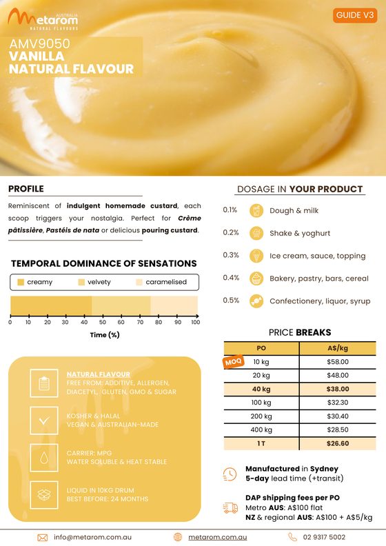 Vanilla natural flavour AMV9050 guide