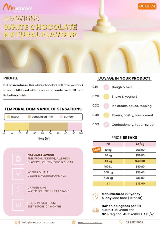 White Chocolate natural flavour AMW1685 guide