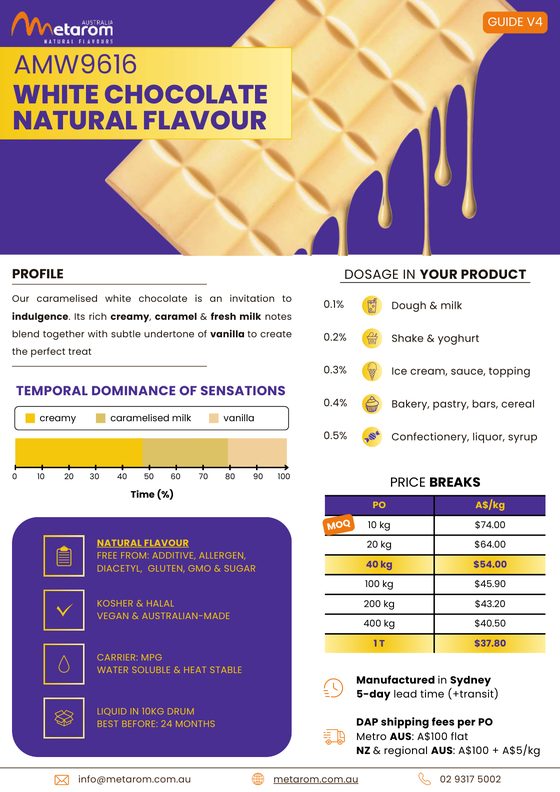 White Chocolate natural flavour AMW9616 guide