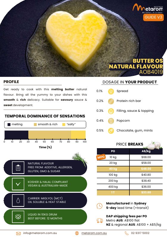 Butter OS natural flavour AOB4019 guide