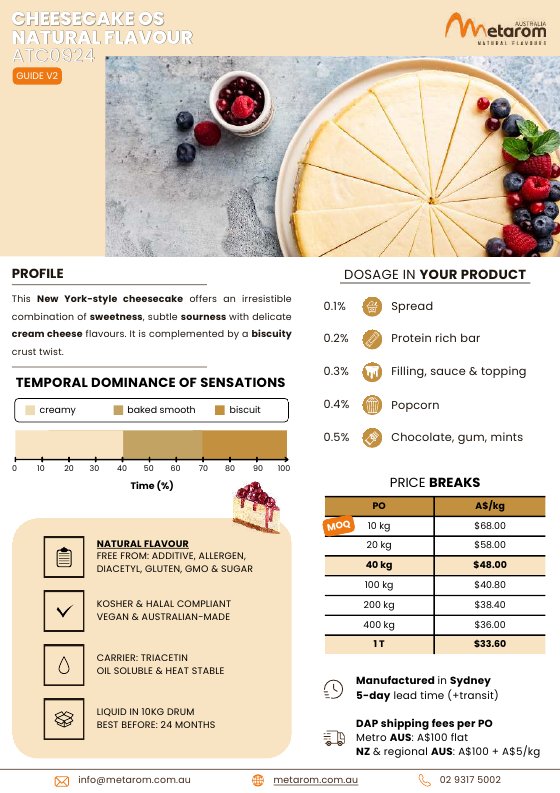 Cheesecake OS natural flavour ATC0924 guide