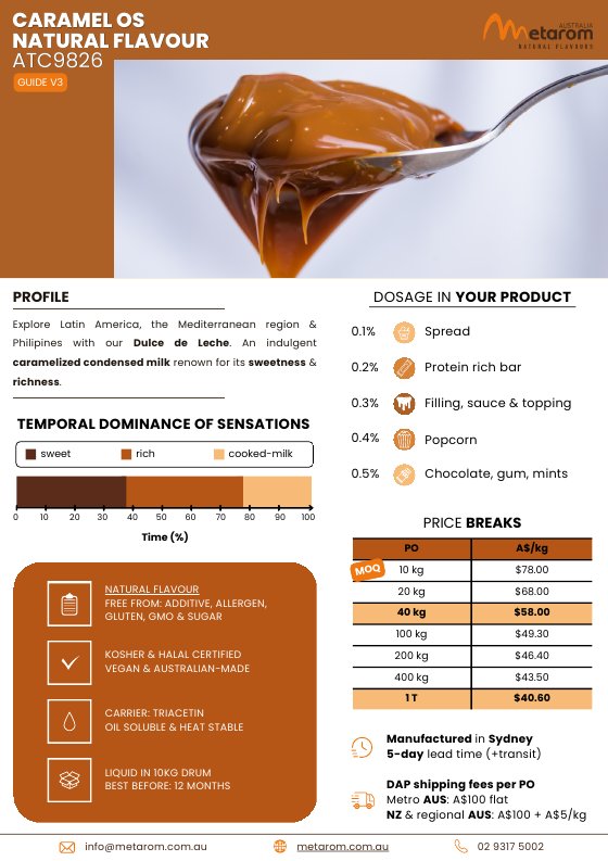 Caramel natural flavour ATC9826 guide