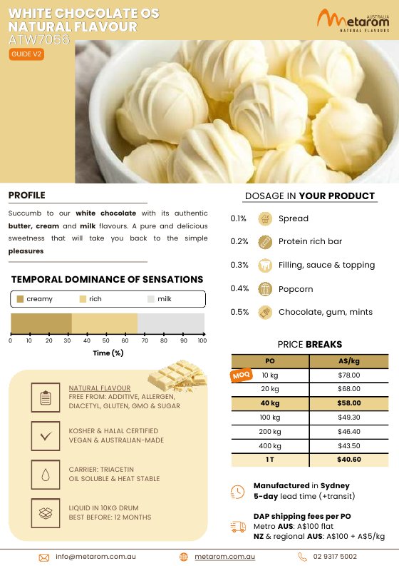 White Chocolate OS natural flavour ATW7056 guide